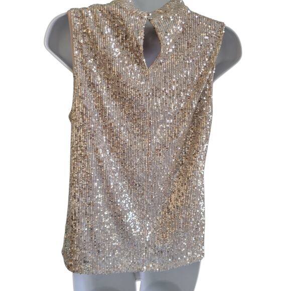 Calvin Klein Gold sequins Keyhole top SM Petite Holiday Ready Blinky - Picture 8 of 13